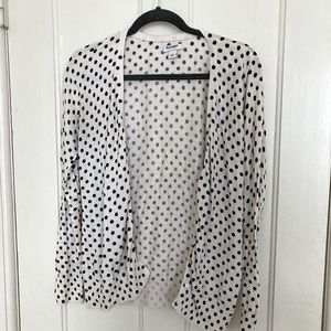 Old Navy White/Cream Cardigan with Black Polladots